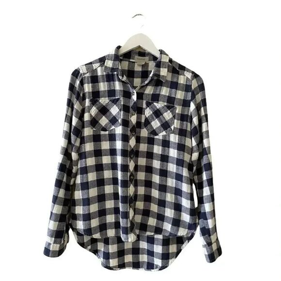 Passport Long Sleeves Cotton Plaid Unisex Long Sleeves Button Down, L - Picture 1 of 6